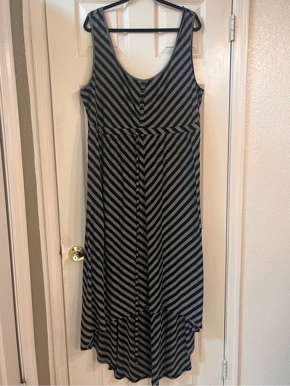 torrid Black and Gray Striped Sleeveless Maxi Dress